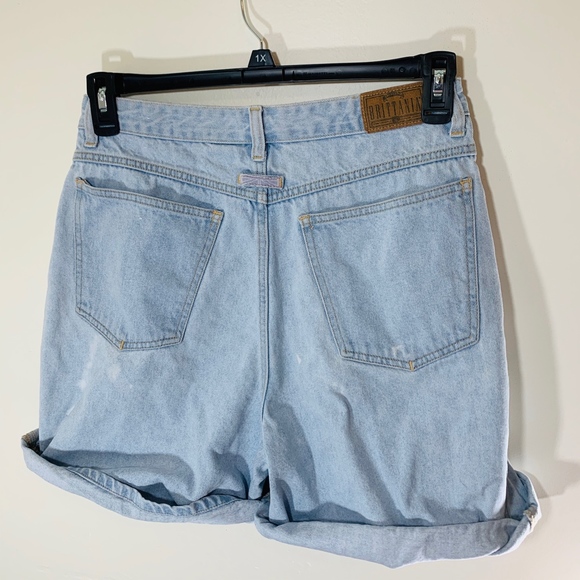 VINTAGE Brittania Light-Wash Distressed Denim Shorts; 14 - Picture 3 of 5